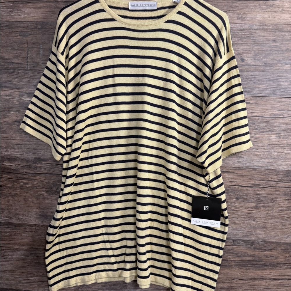 Valerie Stevens Striped Crew Neck Sweater